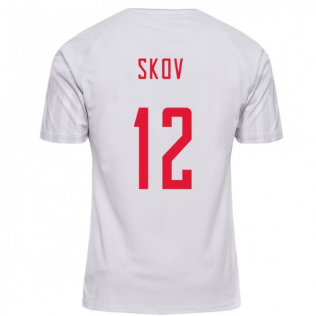 Kandiny Hombre Camiseta Dinamarca Robert Skov #12 Blanco 2ª Equipación 22-24 La Camisa Chile