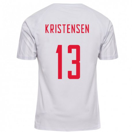 Kandiny Hombre Camiseta Dinamarca Rasmus Kristensen #13 Blanco 2ª Equipación 22-24 La Camisa Chile