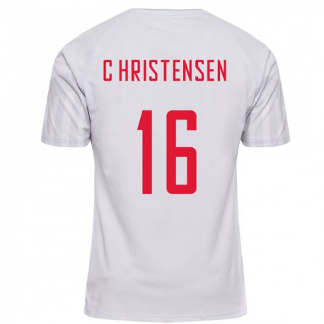 Kandiny Hombre Camiseta Dinamarca Oliver Christensen #16 Blanco 2ª Equipación 22-24 La Camisa Chile