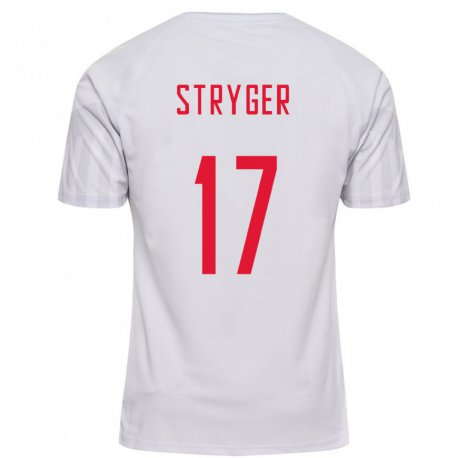 Kandiny Hombre Camiseta Dinamarca Jens Stryger Larsen #17 Blanco 2ª Equipación 22-24 La Camisa Chile