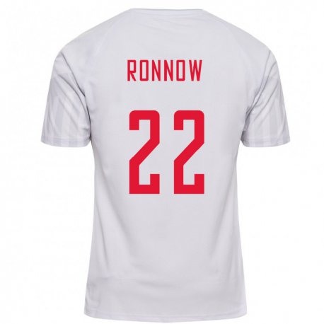 Kandiny Hombre Camiseta Dinamarca Frederik Ronnow #22 Blanco 2ª Equipación 22-24 La Camisa Chile