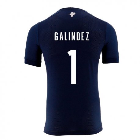 Kandiny Hombre Camiseta Ecuador Hernan Galindez #1 Azul Marino 2ª Equipación 22-24 La Camisa Chile
