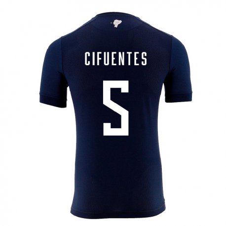 Kandiny Hombre Camiseta Ecuador Jose Cifuentes #5 Azul Marino 2ª Equipación 22-24 La Camisa Chile