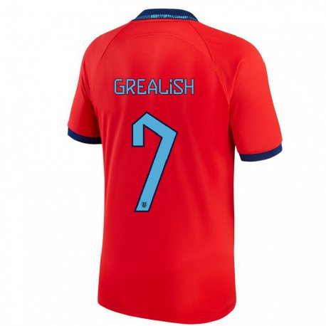 Kandiny Hombre Camiseta Inglaterra Jack Grealish #7 Rojo 2ª Equipación 22-24 La Camisa Chile