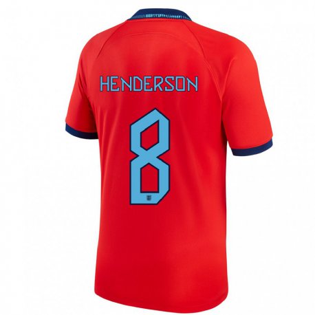 Kandiny Hombre Camiseta Inglaterra Jordan Henderson #8 Rojo 2ª Equipación 22-24 La Camisa Chile