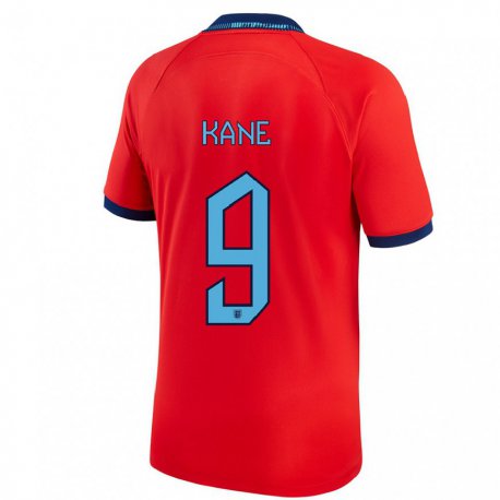 Kandiny Hombre Camiseta Inglaterra Harry Kane #9 Rojo 2ª Equipación 22-24 La Camisa Chile