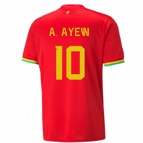 Kandiny Hombre Camiseta Ghana Andre Ayew #10 Rojo 2ª Equipación 22-24 La Camisa Chile