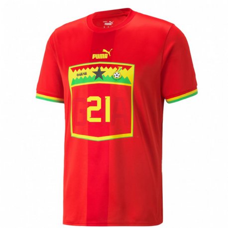 Kandiny Hombre Camiseta Ghana Iddrisu Baba #21 Rojo 2ª Equipación 22-24 La Camisa Chile