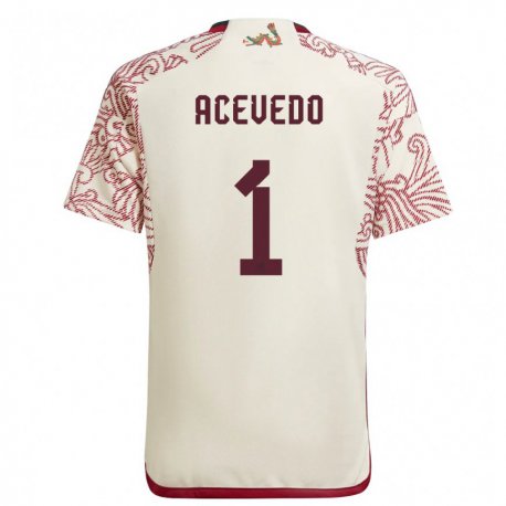 Kandiny Hombre Camiseta México Carlos Acevedo #1 Maravilla Blanco Rojo 2ª Equipación 22-24 La Camisa Chile