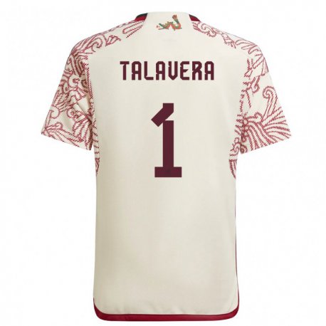 Kandiny Hombre Camiseta México Alfredo Talavera #1 Maravilla Blanco Rojo 2ª Equipación 22-24 La Camisa Chile