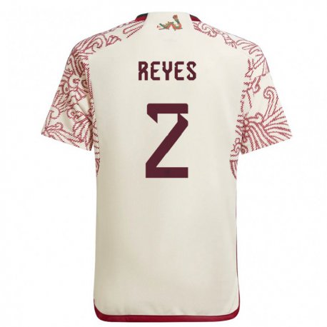 Kandiny Hombre Camiseta México Luis Reyes #2 Maravilla Blanco Rojo 2ª Equipación 22-24 La Camisa Chile
