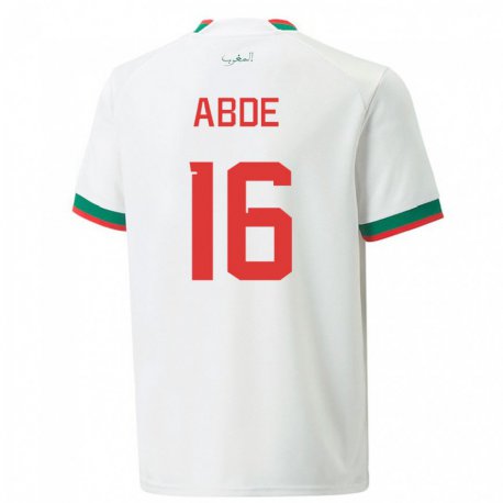 Kandiny Hombre Camiseta Marruecos Ez Abde #16 Blanco 2ª Equipación 22-24 La Camisa Chile
