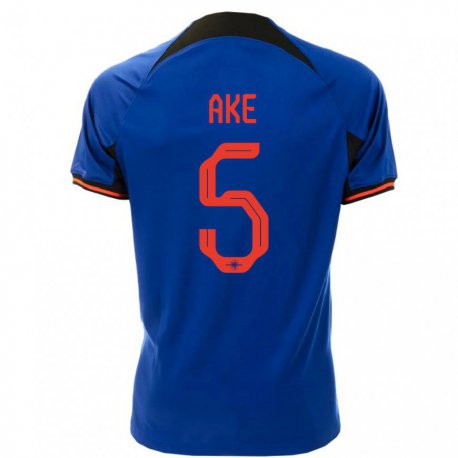 Kandiny Hombre Camiseta Países Bajos Nathan Ake #5 Azul Real 2ª Equipación 22-24 La Camisa Chile