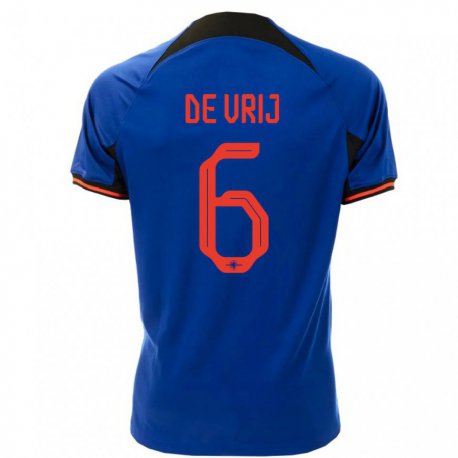 Kandiny Hombre Camiseta Países Bajos Stefan De Vrij #6 Azul Real 2ª Equipación 22-24 La Camisa Chile