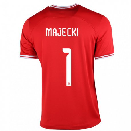 Kandiny Hombre Camiseta Polonia Radoslaw Majecki #1 Rojo 2ª Equipación 22-24 La Camisa Chile