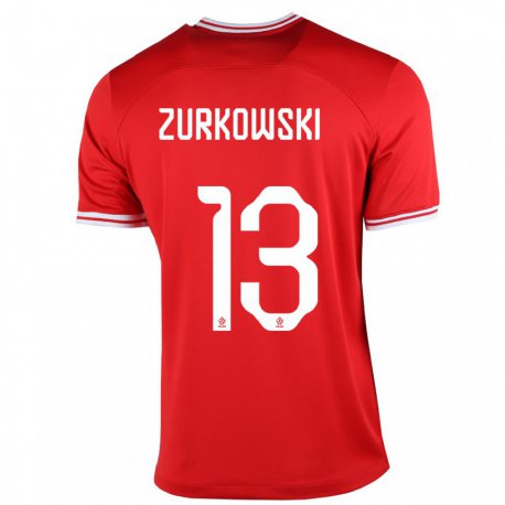 Kandiny Hombre Camiseta Polonia Szymon Zurkowski #13 Rojo 2ª Equipación 22-24 La Camisa Chile