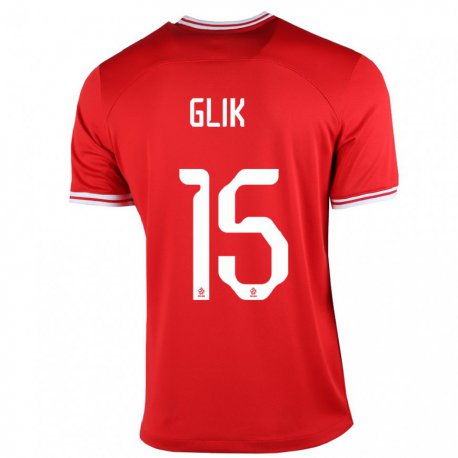 Kandiny Hombre Camiseta Polonia Kamil Glik #15 Rojo 2ª Equipación 22-24 La Camisa Chile