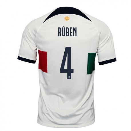 Kandiny Hombre Camiseta Portugal Ruben Dias #4 Blanco 2ª Equipación 22-24 La Camisa Chile