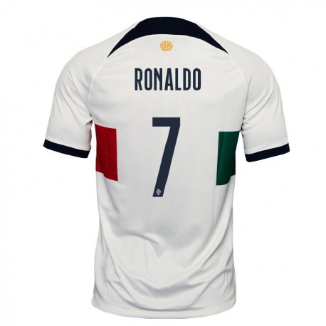 Kandiny Hombre Camiseta Portugal Cristiano Ronaldo #7 Blanco 2ª Equipación 22-24 La Camisa Chile