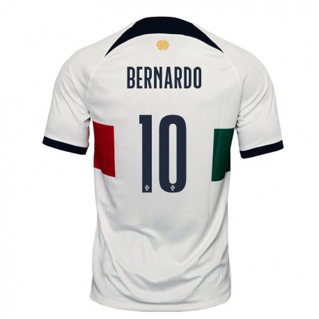 Kandiny Hombre Camiseta Portugal Bernardo Silva #10 Blanco 2ª Equipación 22-24 La Camisa Chile