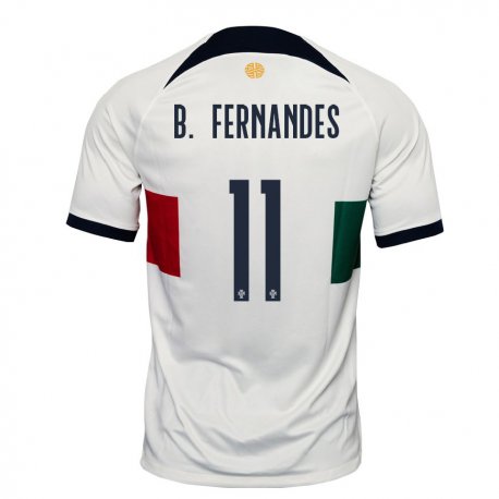 Kandiny Hombre Camiseta Portugal Bruno Fernandes #11 Blanco 2ª Equipación 22-24 La Camisa Chile