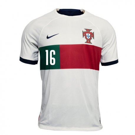 Kandiny Hombre Camiseta Portugal Renato Sanches #16 Blanco 2ª Equipación 22-24 La Camisa Chile