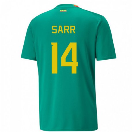 Kandiny Hombre Camiseta Senegal Pape Sarr #14 Verde 2ª Equipación 22-24 La Camisa Chile