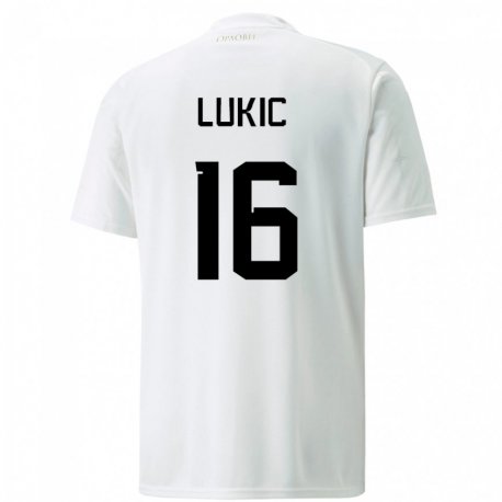 Kandiny Hombre Camiseta Serbia Sasa Lukic #16 Blanco 2ª Equipación 22-24 La Camisa Chile