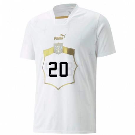 Kandiny Hombre Camiseta Serbia Sergej Milinkovic-savic #20 Blanco 2ª Equipación 22-24 La Camisa Chile