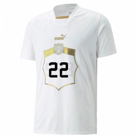 Kandiny Hombre Camiseta Serbia Darko Lazovic #22 Blanco 2ª Equipación 22-24 La Camisa Chile