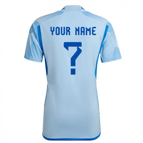 Kandiny Hombre Camiseta España Su Nombre #0 Cielo Azul 2ª Equipación 22-24 La Camisa Chile