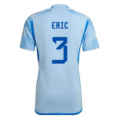 Kandiny Hombre Camiseta España Eric Garcia #3 Cielo Azul 2ª Equipación 22-24 La Camisa Chile