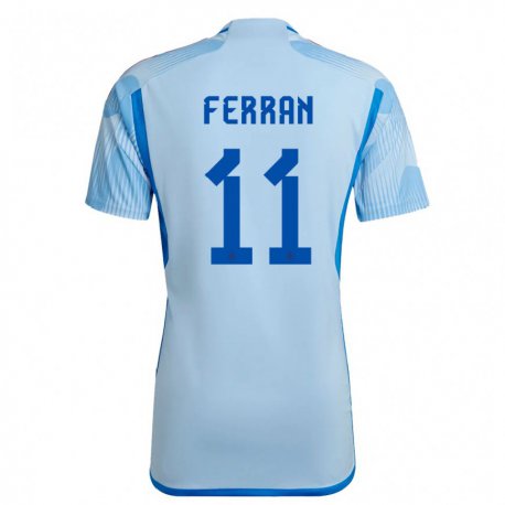Kandiny Hombre Camiseta España Ferran Torres #11 Cielo Azul 2ª Equipación 22-24 La Camisa Chile