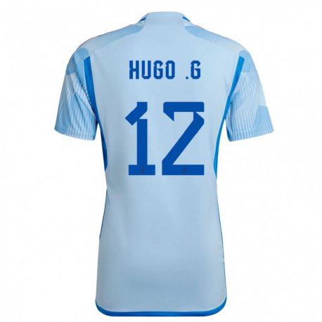 Kandiny Hombre Camiseta España Hugo Guillamon #12 Cielo Azul 2ª Equipación 22-24 La Camisa Chile