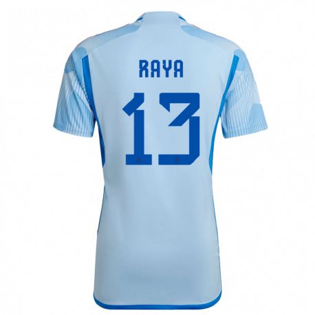 Kandiny Hombre Camiseta España David Raya #13 Cielo Azul 2ª Equipación 22-24 La Camisa Chile