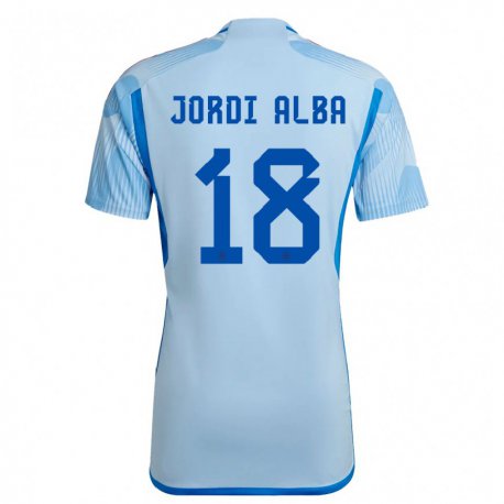 Kandiny Hombre Camiseta España Jordi Alba #18 Cielo Azul 2ª Equipación 22-24 La Camisa Chile
