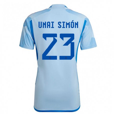 Kandiny Hombre Camiseta España Unai Simon #23 Cielo Azul 2ª Equipación 22-24 La Camisa Chile