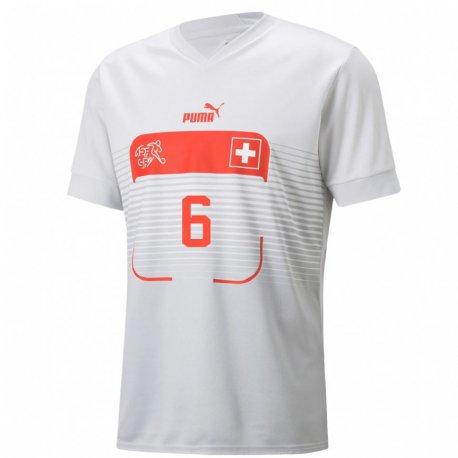 Kandiny Hombre Camiseta Suiza Fabian Frei #6 Blanco 2ª Equipación 22-24 La Camisa Chile