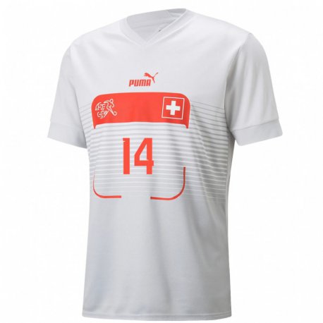 Kandiny Hombre Camiseta Suiza Steven Zuber #14 Blanco 2ª Equipación 22-24 La Camisa Chile