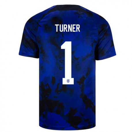 Kandiny Hombre Camiseta Estados Unidos Matt Turner #1 Azul Real 2ª Equipación 22-24 La Camisa Chile