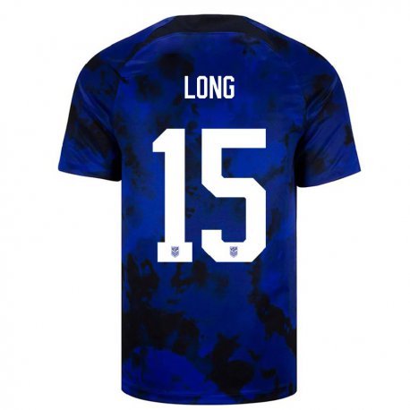 Kandiny Hombre Camiseta Estados Unidos Aaron Long #15 Azul Real 2ª Equipación 22-24 La Camisa Chile