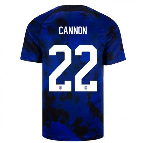 Kandiny Hombre Camiseta Estados Unidos Reggie Cannon #22 Azul Real 2ª Equipación 22-24 La Camisa Chile
