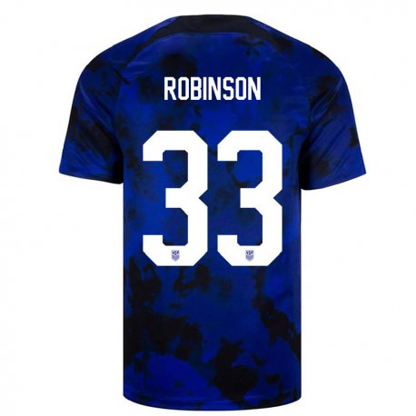 Kandiny Hombre Camiseta Estados Unidos Antonee Robinson #33 Azul Real 2ª Equipación 22-24 La Camisa Chile