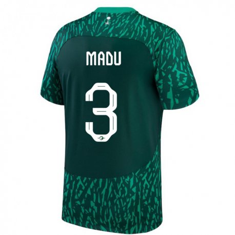 Kandiny Hombre Camiseta Arabia Saudita Abdullah Madu #3 Verde Oscuro 2ª Equipación 22-24 La Camisa Chile