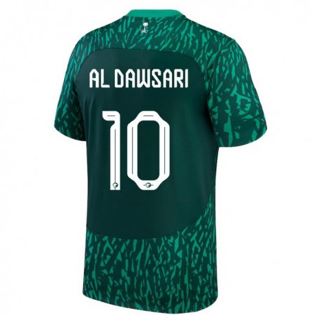 Kandiny Hombre Camiseta Arabia Saudita Salem Al Dawsari #10 Verde Oscuro 2ª Equipación 22-24 La Camisa Chile