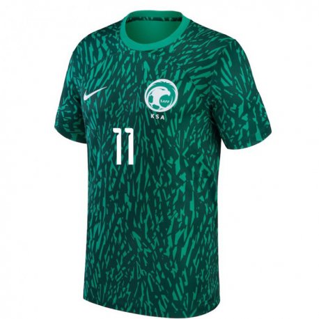 Kandiny Hombre Camiseta Arabia Saudita Haitham Asiri #11 Verde Oscuro 2ª Equipación 22-24 La Camisa Chile