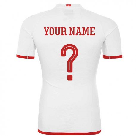 Kandiny Hombre Camiseta Túnez Su Nombre #0 Blanco 2ª Equipación 22-24 La Camisa Chile