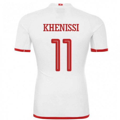 Kandiny Hombre Camiseta Túnez Taha Yassine Khenissi #11 Blanco 2ª Equipación 22-24 La Camisa Chile