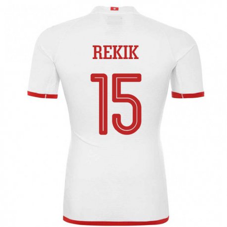 Kandiny Hombre Camiseta Túnez Omar Rekik #15 Blanco 2ª Equipación 22-24 La Camisa Chile