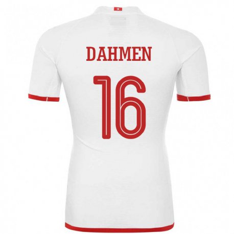Kandiny Hombre Camiseta Túnez Aymen Dahmen #16 Blanco 2ª Equipación 22-24 La Camisa Chile